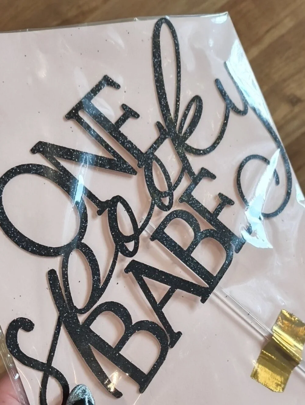One Spooky Babe Cake Topper - Black Glitter